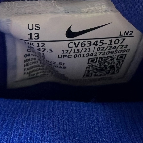 Nike Vapor Edge Pro 360 Football Cleat White Blue CV6345-107 Men’s Size 13 - Picture 10 of 10